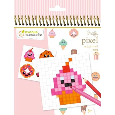 Avenue Mandarine – Un cuaderno de espiral Graffy Pixel 24 páginas para colorear (12 modelos x 2 – 24 hojas cuadriculadas en blanco) 250 g Gourmandises Kawaï Avenue Mandarine – Un cuaderno de espiral Graffy Pixel 24 páginas para colorear (12 modelos x 2 – 24 hojas cuadriculadas en blanco) 250 g Gourmandises Kawaï