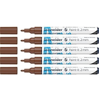 Schneider Paint-It Rotuladores acrílicos (punta redonda de 2 mm, 5 unidades), color marrón Schneider Paint-It Rotuladores acrílicos (punta redonda de 2 mm, 5 unidades), color marrón