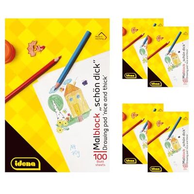 Idena 90441 Bloc de dibujo DIN A4, 5 unidades, bloc con 100 hojas encoladas, papel de dibujo de 70 g/m², papel FSC Mix Idena 90441 Bloc de dibujo DIN A4, 5 unidades, bloc con 100 hojas encoladas, papel de dibujo de 70 g/m², papel FSC Mix