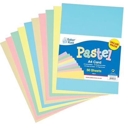 Baker Ross Paquete de 50 tarjetas A4 pastel, manualidades de Pascua, manualidades para niños (), amarillo, azul, verde, rosa Baker Ross Paquete de 50 tarjetas A4 pastel, manualidades de Pascua, manualidades para niños (), amarillo, azul, verde, rosa
