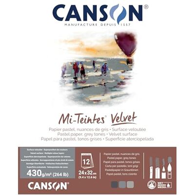 Canson Mi-Teintes Velvet Pad - Tonos Grises - 430gsm - 12 hojas - 24 x 32cm Canson Mi-Teintes Velvet Pad - Tonos Grises - 430gsm - 12 hojas - 24 x 32cm