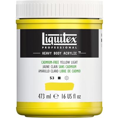 Liquitex Color acrílico Heavy Body, amariilo sin cadmium claro, 473 ML Liquitex Color acrílico Heavy Body, amariilo sin cadmium claro, 473 ML