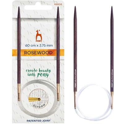 Pony Agujas de tejer circulares de madera Rosewood 60 cm, 3.75 mm 1 unidad Pony Agujas de tejer circulares de madera Rosewood 60 cm, 3.75 mm 1 unidad