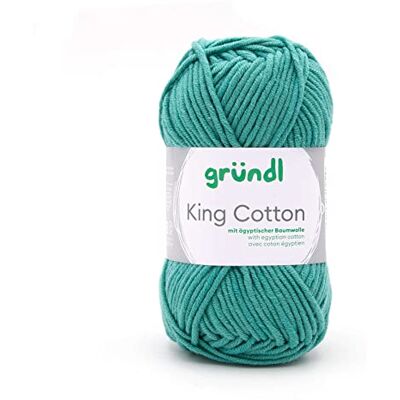 Gründl King Cotton Hilo de punto y ganchillo (55% poliacrílico, 45% algodón, 50 g/78 m, grosor de la aguja: 6 – 7, x 50 g), color jade Gründl King Cotton Hilo de punto y ganchillo (55% poliacrílico, 45% algodón, 50 g/78 m, grosor de la aguja: 6 – 7, x 50 g), color jade