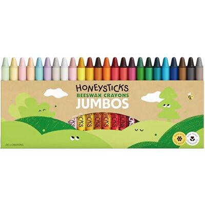 Honeysticks Ceras de Colores Jumbo 100% Cera de Abeja 24 Lápices de Cera Natural, Pura, Grado Alimentario, Sostenibles, No Tóxicos, Hechos en Nueva Zelanda, Crayones Fáciles de Sujetar y Usar Honeysticks Ceras de Colores Jumbo 100% Cera de Abeja 24 Lápices de Cera Natural, Pura, Grado Alimentario, Sostenibles, No Tóxicos, Hechos en Nueva Zelanda, Crayones Fáciles de Sujetar y Usar