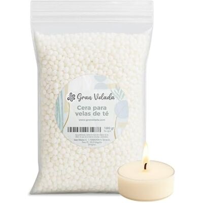 GRAN VELADA – Cera para Velas de Té 1kg Cera Especial de Alta Dureza y Punto de Fusión Alto Ideal para Velas de Té Caseras de Larga Duración y Sin Rechupe GRAN VELADA – Cera para Velas de Té 1kg Cera Especial de Alta Dureza y Punto de Fusión Alto Ideal para Velas de Té Caseras de Larga Duración y Sin Rechupe