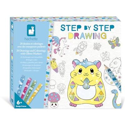 Janod Step by Step Drawing Aprende a Dibujar 20 Modelos + Rotuladores con Purpurina Juego didáctico Aprender a Dibujar y a concentrarse A Partir de 6 años Janod Step by Step Drawing Aprende a Dibujar 20 Modelos + Rotuladores con Purpurina Juego didáctico Aprender a Dibujar y a concentrarse A Partir de 6 años