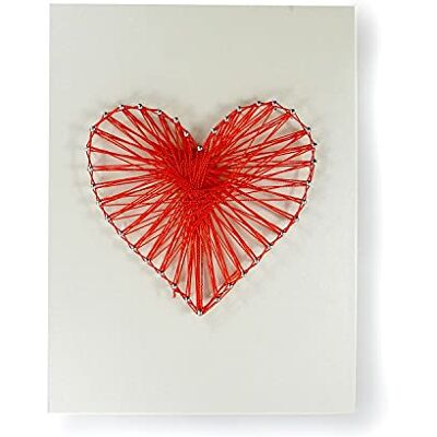 Pracht Creatives Hobby Cuadro de Hilo corazón Aprox. 15 x 20 cm, Cuadro pequeño de String Art, Set Completo con Hilo, Clavos de Metal, Herramienta, Plantilla y Placa de Madera Pracht Creatives Hobby Cuadro de Hilo corazón Aprox. 15 x 20 cm, Cuadro pequeño de String Art, Set Completo con Hilo, Clavos de Metal, Herramienta, Plantilla y Placa de Madera