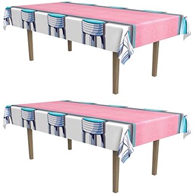 Beistle Soda Shop Juego de 2 manteles de plástico Multicolor Beistle Soda Shop Juego de 2 manteles de plástico Multicolor