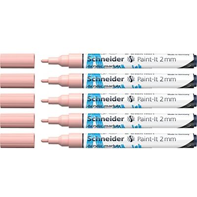 Schneider Paint-It Lápices acrílicos (con punta redonda de 2 mm, pinturas acrílicas de alta cobertura para madera, lienzo, piedra, etc.), 5 unidades, albaricoque Schneider Paint-It Lápices acrílicos (con punta redonda de 2 mm, pinturas acrílicas de alta cobertura para madera, lienzo, piedra, etc.), 5 unidades, albaricoque