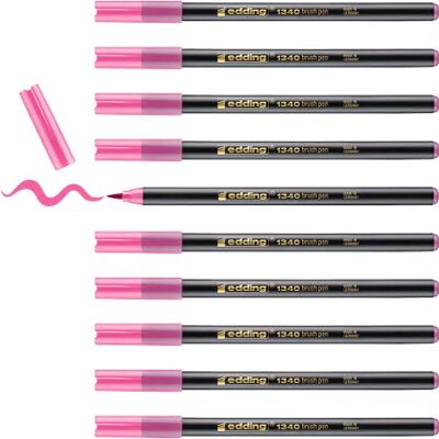 Edding Caja de 10 Rotuladores 1340 Punta de Pincel Flexible Rosa Edding Caja de 10 Rotuladores 1340 Punta de Pincel Flexible Rosa