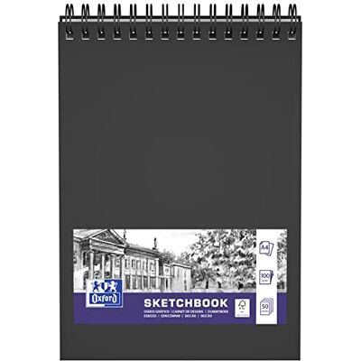 Oxford Cuaderno de bocetos (A4, 50 hojas, 100 g, doble espiral, tapa dura), color negro Oxford Cuaderno de bocetos (A4, 50 hojas, 100 g, doble espiral, tapa dura), color negro