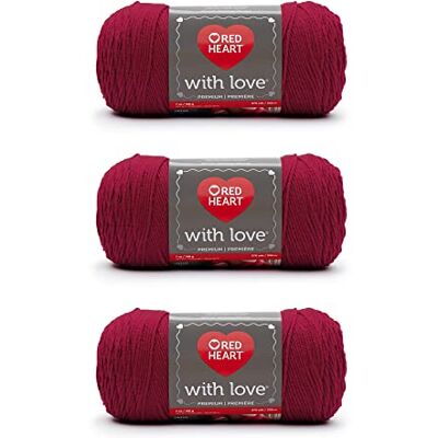 Red Heart with Love Holy Berry Ovillo de hilo – Paquete de 3 unidades de 198 g – Acrílico – 4 medianos (peinado) – 370 yardas – Tejido/ganchillo Red Heart with Love Holy Berry Ovillo de hilo – Paquete de 3 unidades de 198 g – Acrílico – 4 medianos (peinado) – 370 yardas – Tejido/ganchillo