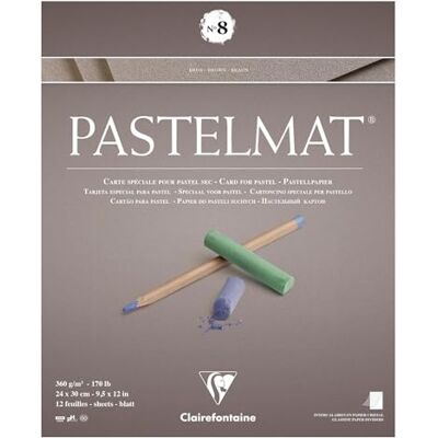 Clairefontaine Bloc Pegado Pastelmat n°8-12 Hojas Cartulina Especial para Pasteles Secos 24x30 cm 360g Marrón Separadores en Papel Cristal Clairefontaine Bloc Pegado Pastelmat n°8-12 Hojas Cartulina Especial para Pasteles Secos 24x30 cm 360g Marrón Separadores en Papel Cristal