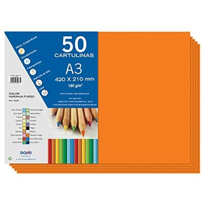DOHE Cartulinas A3 Naranja Fuego para Manualidades e Impresión (50 uds.) 21x29,7 cm 180 g/m² Material de oficina DOHE Cartulinas A3 Naranja Fuego para Manualidades e Impresión (50 uds.) 21x29,7 cm 180 g/m² Material de oficina