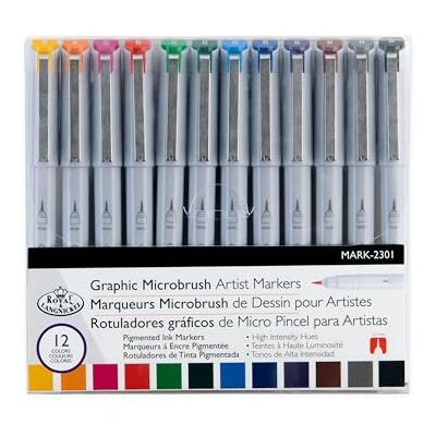 Royal & Langnickel Marcadores gráficos para artistas, varios colores, 12 unidades Royal & Langnickel Marcadores gráficos para artistas, varios colores, 12 unidades