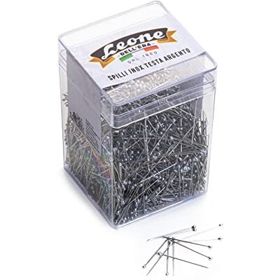 Dell Alfileres para Camisas de Acero Inoxidable 304 con Cabeza de Gota Plateada 0,54 x 26 mm Bote de plástico Transparente de 2500 Unidades Dell Alfileres para Camisas de Acero Inoxidable 304 con Cabeza de Gota Plateada 0,54 x 26 mm Bote de plástico Transparente de 2500 Unidades