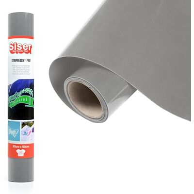 SISER ® Stripflock Pro Grey, 30 cm x 0,5 m, vinilo termotransferible termoadhesivo flocado para la personalización de tejidos, ropa y accesorios, aficiones creativas, fácil de cortar SISER ® Stripflock Pro Grey, 30 cm x 0,5 m, vinilo termotransferible termoadhesivo flocado para la personalización de tejidos, ropa y accesorios, aficiones creativas, fácil de cortar
