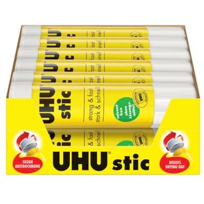 UHU Stic – Palitos de pegamento sin disolventes, blanco, lote de 12 stics 21 g UHU Stic – Palitos de pegamento sin disolventes, blanco, lote de 12 stics 21 g