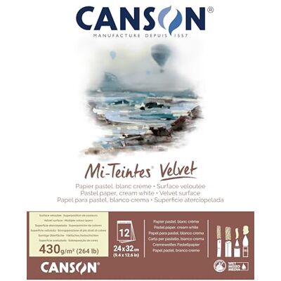 Papel de Arte Velvet Mi-Teintes de Canson - Blanco Crema - 430gsm - 24x32cm Papel de Arte Velvet Mi-Teintes de Canson - Blanco Crema - 430gsm - 24x32cm