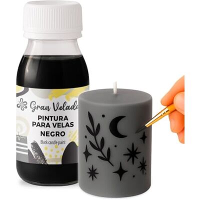GRAN VELADA Pintura Negra para Velas 250ml Pintura Acrílica para Velas Pintura para Cera GRAN VELADA Pintura Negra para Velas 250ml Pintura Acrílica para Velas Pintura para Cera