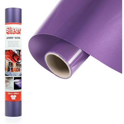 SISER ® Electric Violeta, 30 cm x 1 m, vinilo termotransferible termoadhesivo cambiante para la personalización de tejidos, ropa y accesorios, aficiones creativas, fácil de cortar SISER ® Electric Violeta, 30 cm x 1 m, vinilo termotransferible termoadhesivo cambiante para la personalización de tejidos, ropa y accesorios, aficiones creativas, fácil de cortar