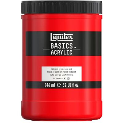 Liquitex Basic Acrylic Tubo de Pintura Acrílica, 946 ML, Rojo (Tono Rojo De Cadmio Medio Nuevo) Liquitex Basic Acrylic Tubo de Pintura Acrílica, 946 ML, Rojo (Tono Rojo De Cadmio Medio Nuevo)