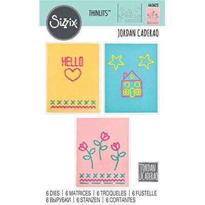 Sizzix Set de Troqueles Thinlits 6 pzas Casa, Corazón, Flor & Estrella Stitchlits by Jordan Sizzix Set de Troqueles Thinlits 6 pzas Casa, Corazón, Flor & Estrella Stitchlits by Jordan