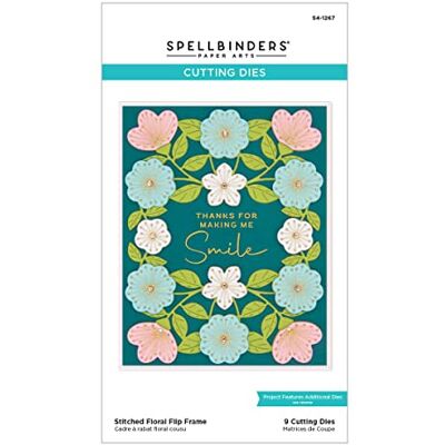 Spellbinders Troqueles grabados con marco floral cosido de The Stylish Ovalals Collection, metal, uno Spellbinders Troqueles grabados con marco floral cosido de The Stylish Ovalals Collection, metal, uno