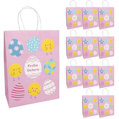 Idena Bolsas de regalo, 12 unidades, 25 x 8 x 34,5 cm, bolsas de papel con coloridos huevos y pollitos de Pascua Idena Bolsas de regalo, 12 unidades, 25 x 8 x 34,5 cm, bolsas de papel con coloridos huevos y pollitos de Pascua
