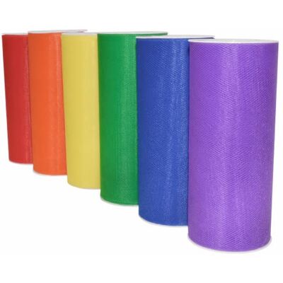 Morex cinta arco iris tul 6 unidades, nailon, 6 pulgadas por 150 yards total tema 1366p6 – 815, color blanco/lt. tulipanes de color rosa/rosa/fucsia rosa/Cerise Morex cinta arco iris tul 6 unidades, nailon, 6 pulgadas por 150 yards total tema 1366p6 – 815, color blanco/lt. tulipanes de color rosa/rosa/fucsia rosa/Cerise