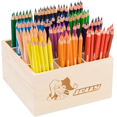 JOLLY Classpack Wood, Supersticks Aqua, Basic Colours, caja de madera con 144 lápices de colores acuarelables, 12 colores básicos, irrompibles y no tóxicos, ideal para la escuela y la guardería JOLLY Classpack Wood, Supersticks Aqua, Basic Colours, caja de madera con 144 lápices de colores acuarelables, 12 colores básicos, irrompibles y no tóxicos, ideal para la escuela y la guardería