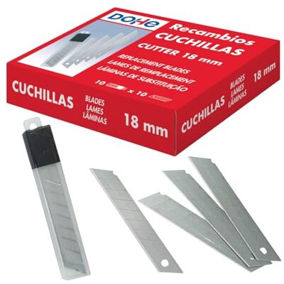 DOHE Recambios Cuchillas para Cutter de 18 mm (100 uds.) En estuche de plástico con tapa Material de oficina DOHE Recambios Cuchillas para Cutter de 18 mm (100 uds.) En estuche de plástico con tapa Material de oficina