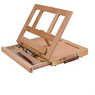 XBTGS Caballete de escritorio, caballete de mesa, tablero de dibujo, caballete de madera de haya, tablero de dibujo portátil, marco de caja de pintura al óleo, estación de trabajo ajustable para XBTGS Caballete de escritorio, caballete de mesa, tablero de dibujo, caballete de madera de haya, tablero de dibujo portátil, marco de caja de pintura al óleo, estación de trabajo ajustable para
