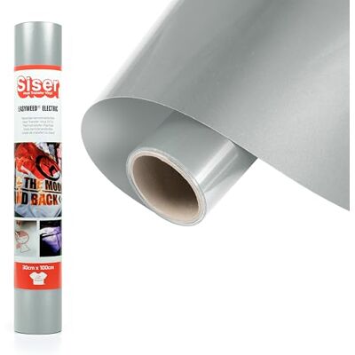 SISER ® Electric Plata, 30 cm x 1 m, vinilo termotransferible termoadhesivo cambiante para la personalización de tejidos, ropa y accesorios, aficiones creativas, fácil de cortar SISER ® Electric Plata, 30 cm x 1 m, vinilo termotransferible termoadhesivo cambiante para la personalización de tejidos, ropa y accesorios, aficiones creativas, fácil de cortar