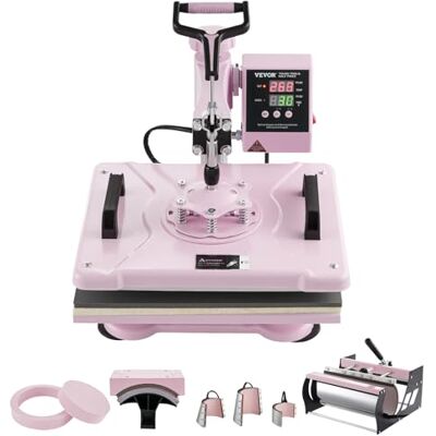 VEVOR 8 en 1 Máquina de Prensado por Calor con Prensa de Vaso de 325-887ml, 300 x 380 mm, Prensa Térmico con Giro de 360° con Control Digital Preciso para Camiseta, Taza, Sombrero y Plato, Rosa VEVOR 8 en 1 Máquina de Prensado por Calor con Prensa de Vaso de 325-887ml, 300 x 380 mm, Prensa Térmico con Giro de 360° con Control Digital Preciso para Camiseta, Taza, Sombrero y Plato, Rosa