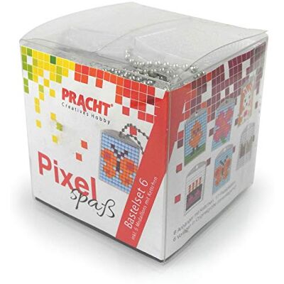 Pracht Creatives Hobby - Flor, Mariposa, Polluelo, Pastel de cumpleaños, Corona y Conejo Pixel Fun-Juego de Manualidades para 6 medallones y llaveros niñas, Color surtido () Pracht Creatives Hobby - Flor, Mariposa, Polluelo, Pastel de cumpleaños, Corona y Conejo Pixel Fun-Juego de Manualidades para 6 medallones y llaveros niñas, Color surtido ()