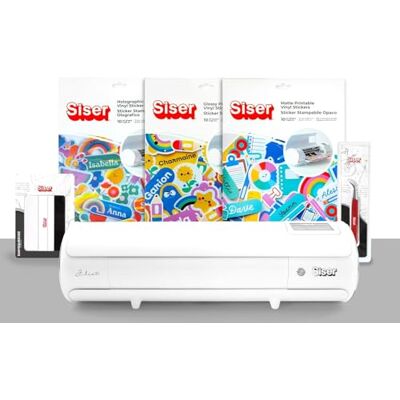 SISER Juliet Paquete Print&Cut – Plotter de corte profesional de alta precisión con pegatinas imprimibles, espátula y pinzas – Ideal para pegatinas, etiquetas y manualidades SISER Juliet Paquete Print&Cut – Plotter de corte profesional de alta precisión con pegatinas imprimibles, espátula y pinzas – Ideal para pegatinas, etiquetas y manualidades
