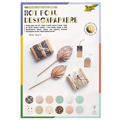 Folia Hotfoil Bloc de Papel de diseño (DIN A4, 165 g/m², 12 Hojas, Papel ilustrado aplicación de lámina Caliente) Folia Hotfoil Bloc de Papel de diseño (DIN A4, 165 g/m², 12 Hojas, Papel ilustrado aplicación de lámina Caliente)
