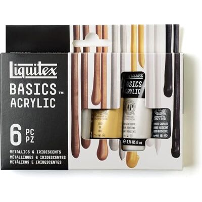 Liquitex LQX Juego acrílico Basics, 6 x 118 ml, metalizados iridiscentes Liquitex LQX Juego acrílico Basics, 6 x 118 ml, metalizados iridiscentes