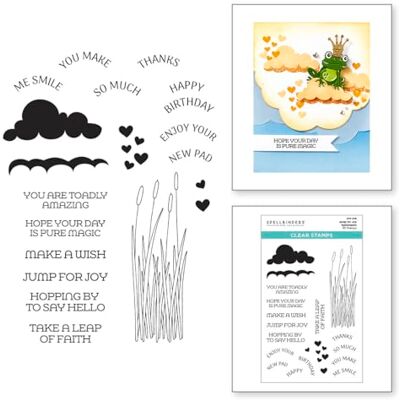 Spellbinders Jump for Joy Sentiments Juego de sellos transparentes de The Jump for Joy Collection Spellbinders Jump for Joy Sentiments Juego de sellos transparentes de The Jump for Joy Collection