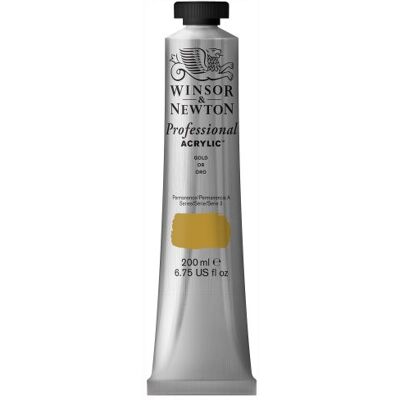 Winsor & Newton Professional Pintura acrílica, tubo 200 ml, color oro Winsor & Newton Professional Pintura acrílica, tubo 200 ml, color oro