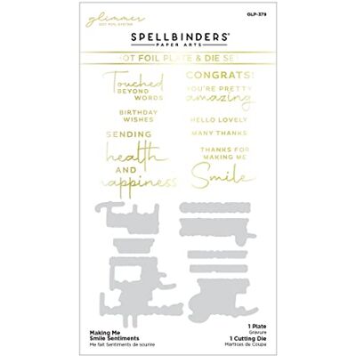 Spellbinders Making Me Smile Sentiments Glimmer Juego de platos y troqueles de aluminio caliente de The Four Petal Collection, metal, ONE Spellbinders Making Me Smile Sentiments Glimmer Juego de platos y troqueles de aluminio caliente de The Four Petal Collection, metal, ONE