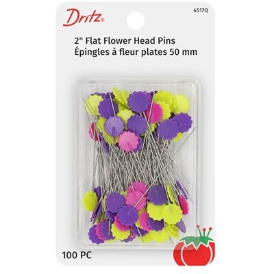 Dritz Prym Consumer USA Flat Flower Alfileres de Costura Surtidos de 2 Pulgadas, 100 Unidades Dritz Prym Consumer USA Flat Flower Alfileres de Costura Surtidos de 2 Pulgadas, 100 Unidades