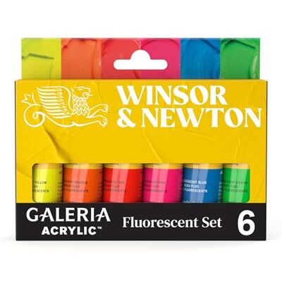 Winsor & Newton Galería Pintura Acrílica Set Fluorescente, 6 x 20ml Winsor & Newton Galería Pintura Acrílica Set Fluorescente, 6 x 20ml