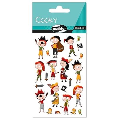 Maildor Bolsa de gomas 3D Cooky 1 tabla de 7,5 x 12 cm, piratas (18 pegatinas) Paquete de 10 Maildor Bolsa de gomas 3D Cooky 1 tabla de 7,5 x 12 cm, piratas (18 pegatinas) Paquete de 10