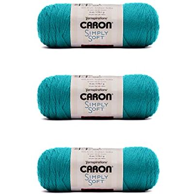 Caron Hilo Simply Soft Brites acrílico de tejido y ganchillo, estambre 4 (mediano), 170 g, 288 m, 3 unidades, menta azulado Caron Hilo Simply Soft Brites acrílico de tejido y ganchillo, estambre 4 (mediano), 170 g, 288 m, 3 unidades, menta azulado
