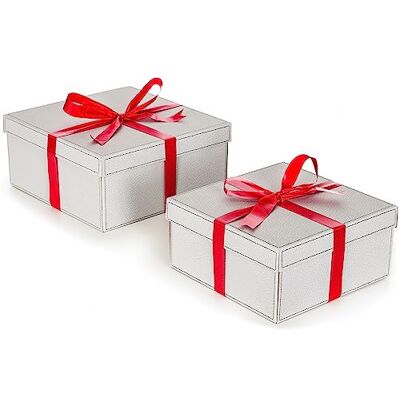 Lavatelli Juego de 2 cajas de regalo en cartón con tapa, papel de seda y cinta, 3 tamaños diferentes, ideales para envolver un presente y hacer un paquete, reutilizables Lavatelli Juego de 2 cajas de regalo en cartón con tapa, papel de seda y cinta, 3 tamaños diferentes, ideales para envolver un presente y hacer un paquete, reutilizables
