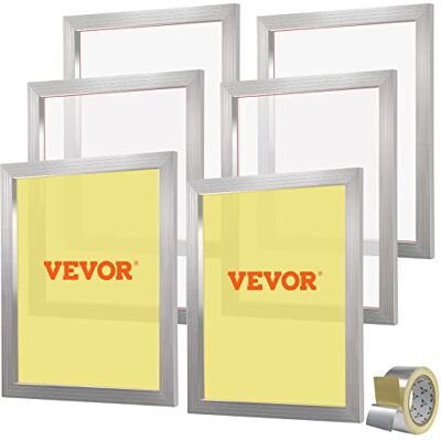 VEVOR Marco de Pantalla de Seda 6 Piezas Marcos de Serigrafía de Aleación de Aluminio 50,8 x 61 cm Kit de Serigrafía con Malla 160, Malla de Nylon de Alta Tensión y Cinta de Sellado para Camisetas VEVOR Marco de Pantalla de Seda 6 Piezas Marcos de Serigrafía de Aleación de Aluminio 50,8 x 61 cm Kit de Serigrafía con Malla 160, Malla de Nylon de Alta Tensión y Cinta de Sellado para Camisetas