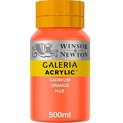 Winsor & Newton Galería Pintura Acrílica, Naranja (Cadmium Orange Hue), 500 ml, 500 Winsor & Newton Galería Pintura Acrílica, Naranja (Cadmium Orange Hue), 500 ml, 500